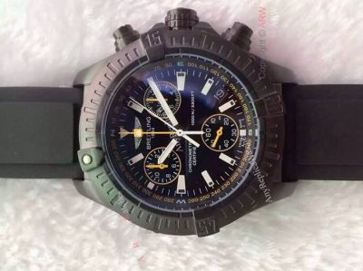 Replica Breitling Watch: Chronometre Certifie 1000m Black & Yellow Chronograph